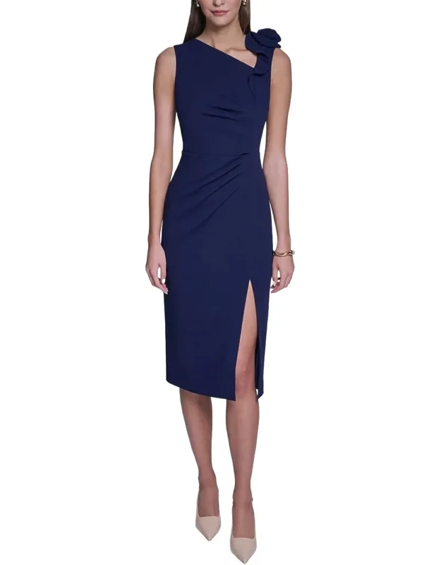 Rose Detail Bodycon Midi Dress