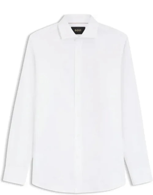 Regular-fit Shirt In Micro-structured Cotton With Natural Stretch