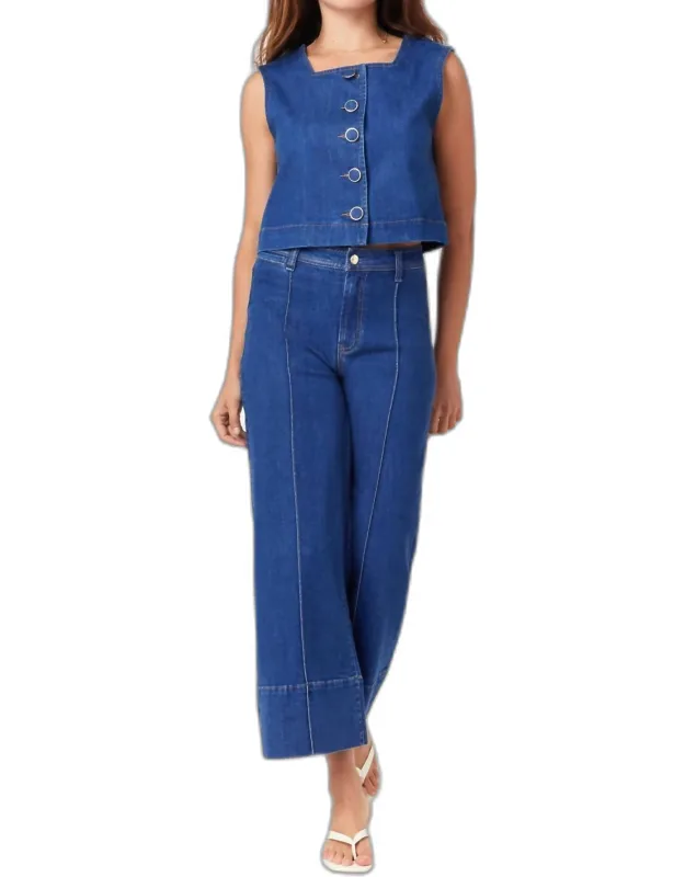 Denver Pintuck Crop Denim Pants
