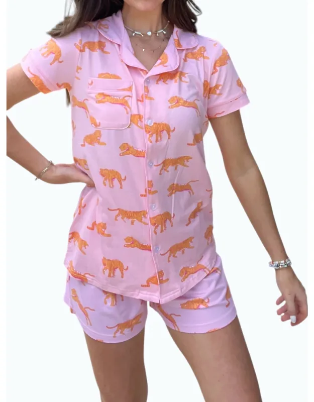 Tiger Walk Pajama Short Set