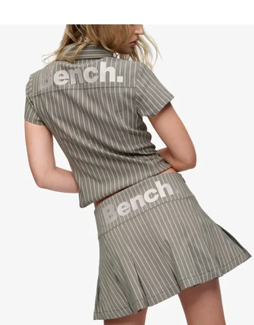 Pleated Stripe Mini Skirt