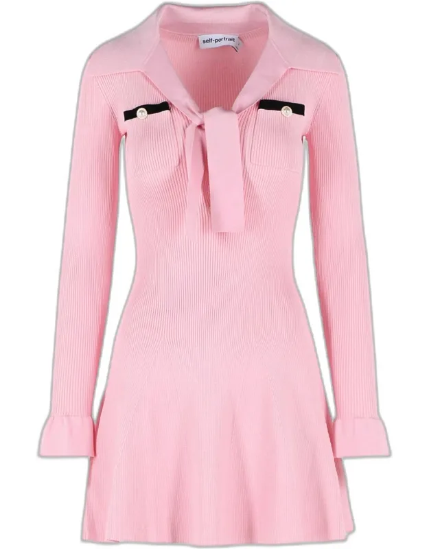 Viscose Knit Mini Dress With Pink Laces