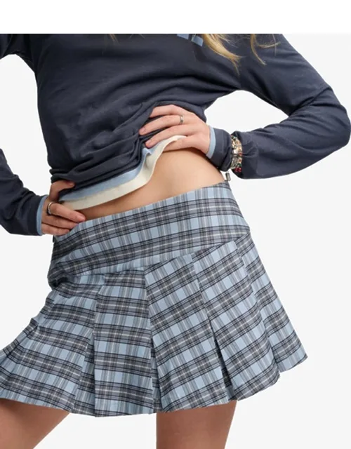 Pleated Check Mini Skirt