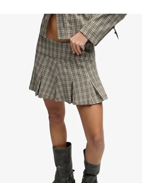 Pleated Check Mini Skirt