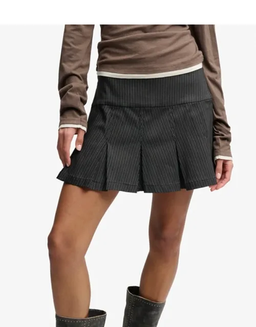 Pleated Stripe Mini Skirt