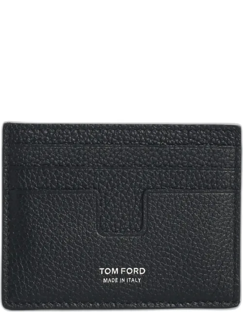 Black Leather Cardholder With Soft Leather And Silver Front Logo