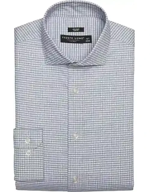 Big & Tall Slim Fit Grid Spread Collar Dress Shirt