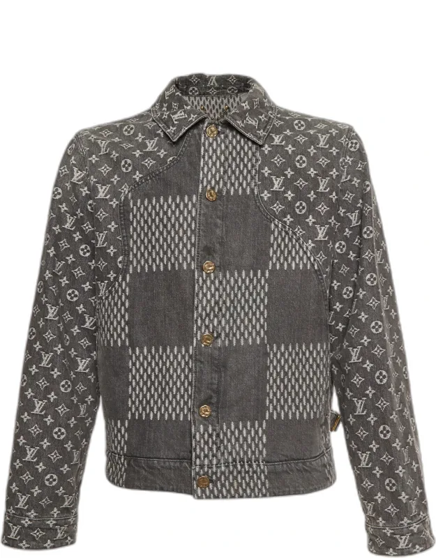Monogram Denim Button Front Jacket