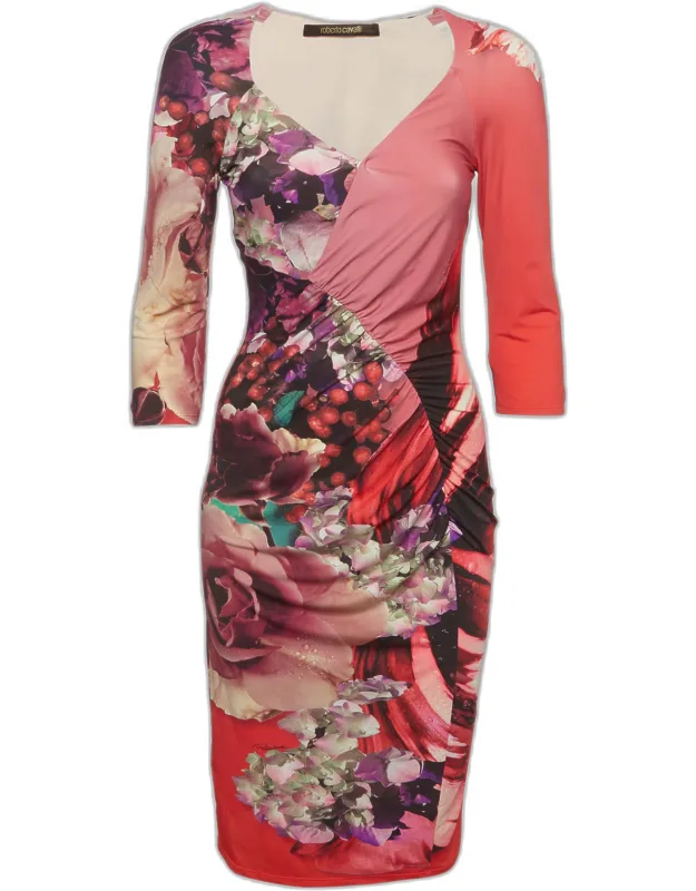 Multicolor Printed Stretch Knit Midi Dress