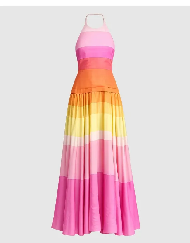 Rourke Maxi Dress With Halter Neck And Drop Waist Style