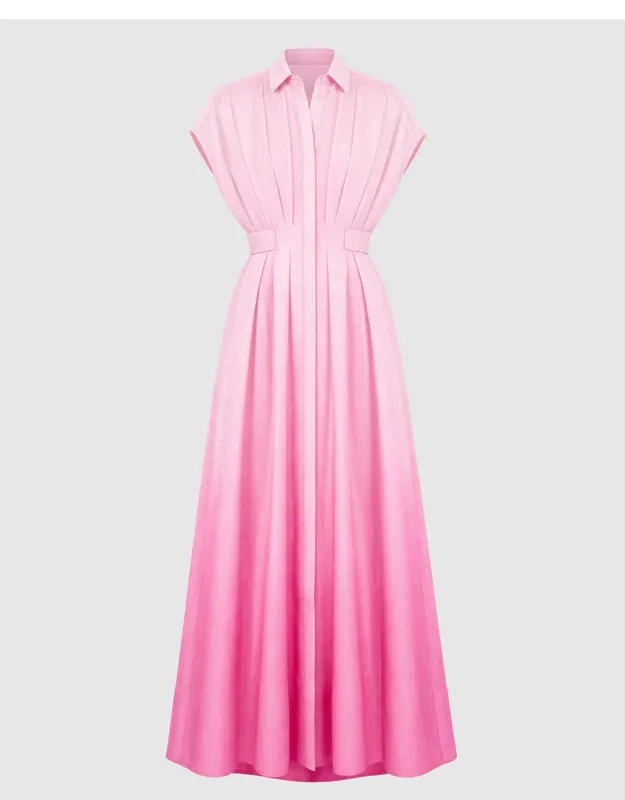 Java Maxi Dress With Concealed Button Front Placket And Belted Waist