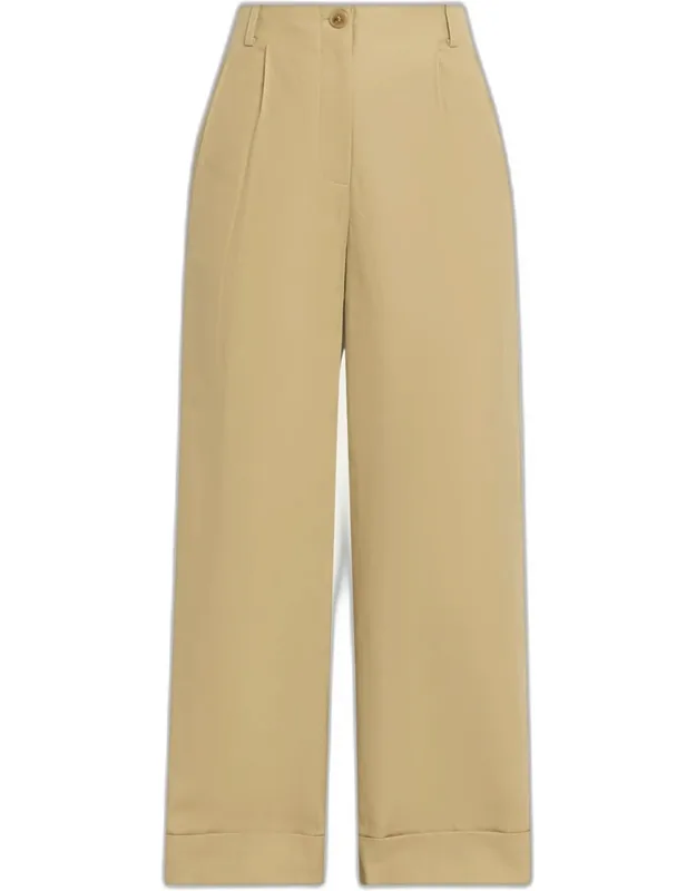 Wide-leg Twill Pants