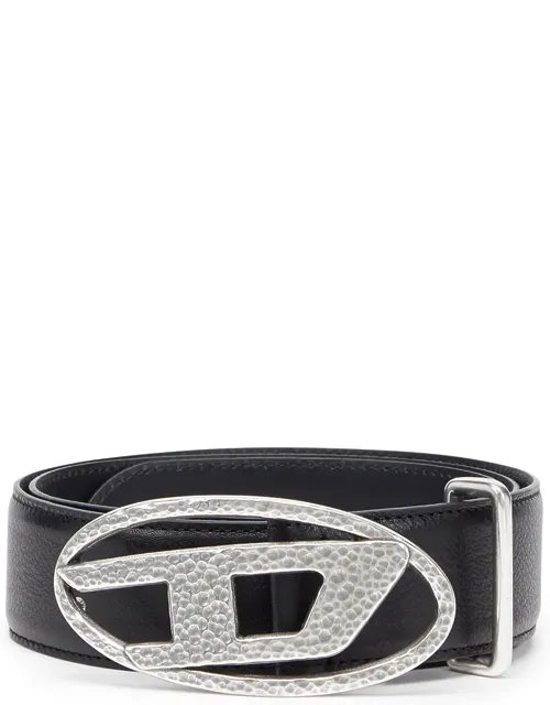 4cm Leather Belt With Hammered Oval D Buckle