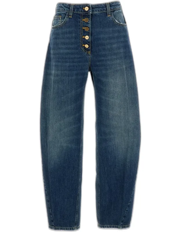 Classic Five-pocket Jeans With Wide Leg Silhouette And High Waist