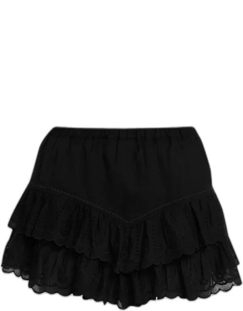 Embroidered Tiered Mini Skirt