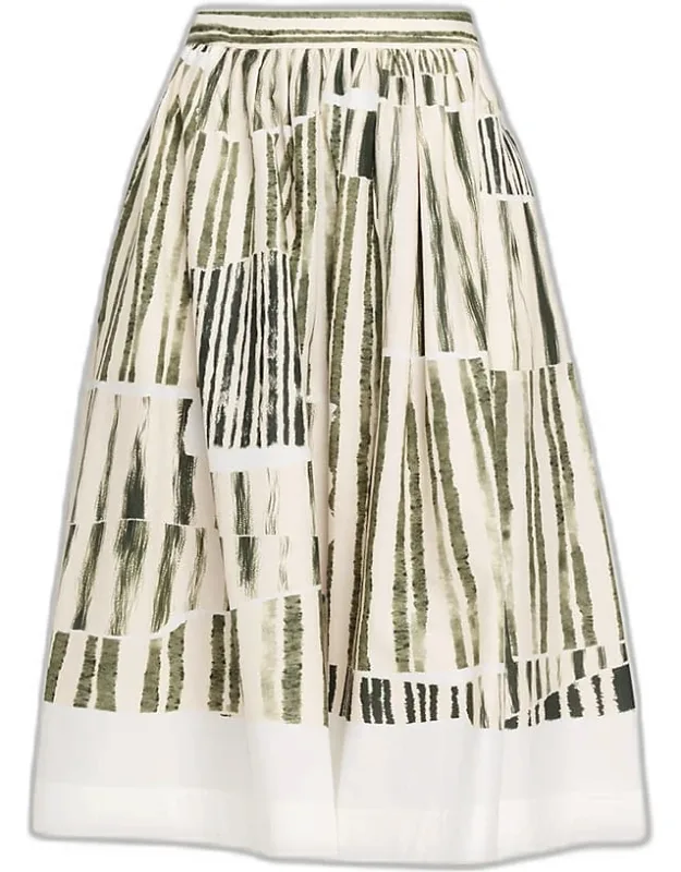Stripe Collage A-line Midi Skirt