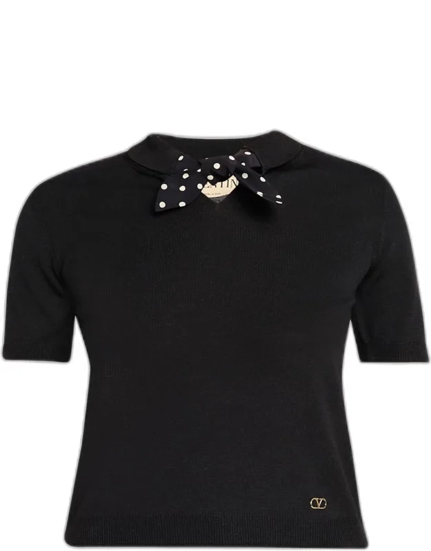 Polka Dot Bow Wool Knit Sweater