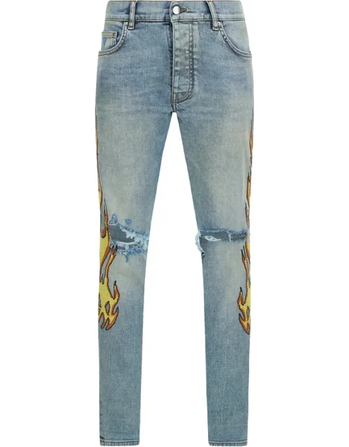 Flame Embellished Skinny Jeans
