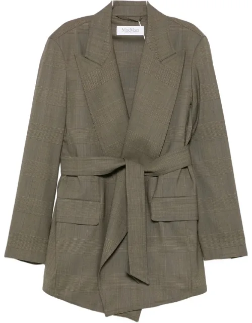 Checked Belted Blazer