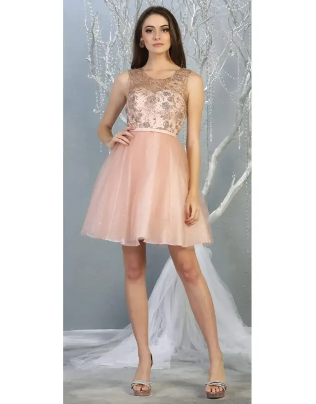 Sleeveless A-line Short Mesh Dress