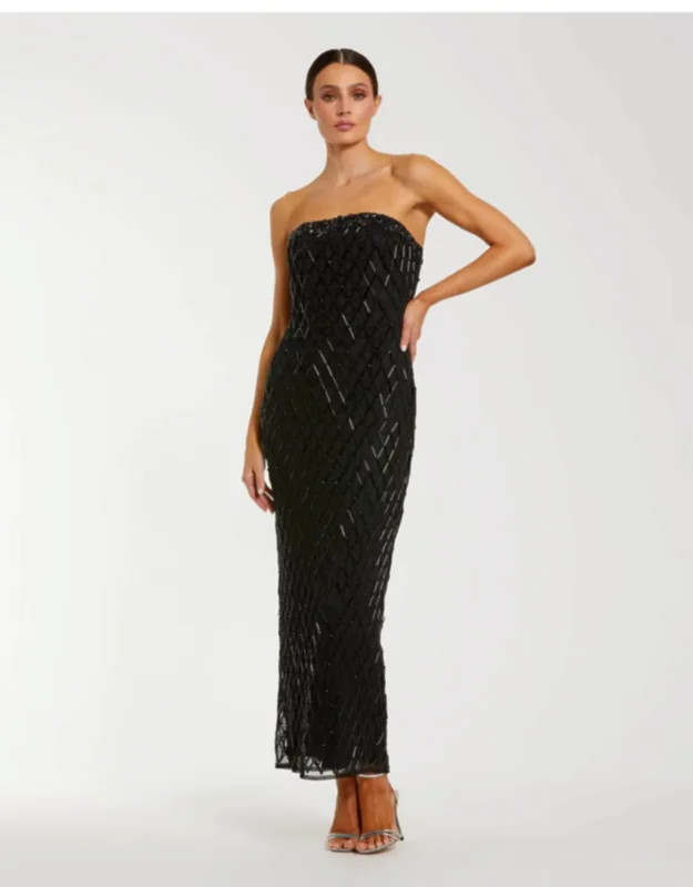Strapless Embellished Column Dress
