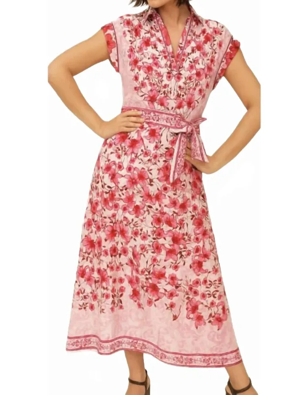 Short Sleeve Striped Floral Maxi Dress