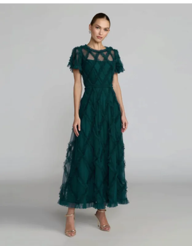 Short Sleeve High Neck Ruffle Dress