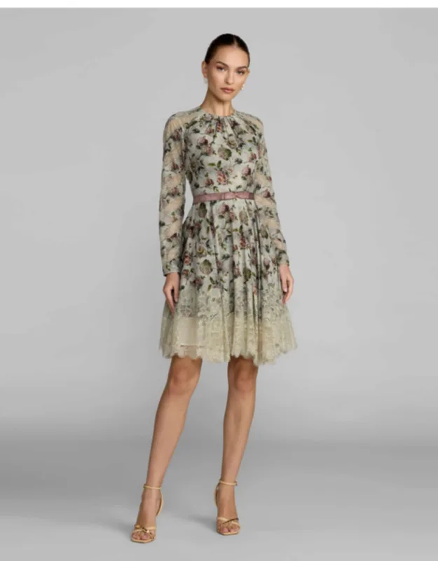 Floral Long Sleeve Cotton Mini Dress