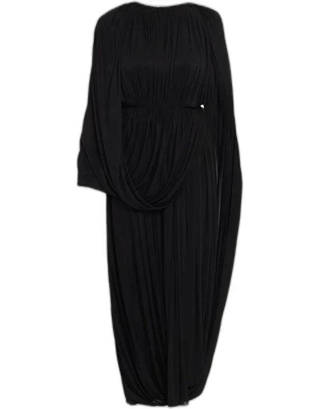 Asymmetric Draped Loop Jersey Dress