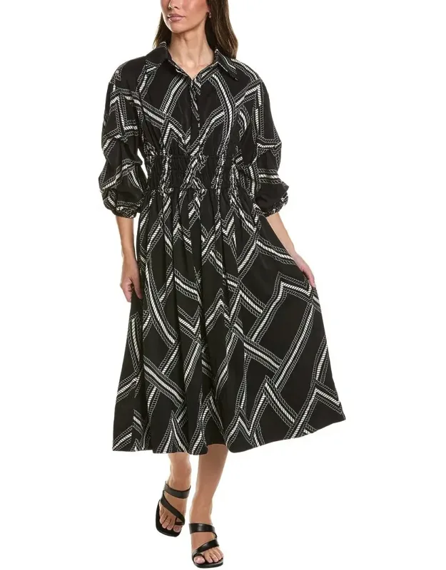 Printed Shirt Collar Dress