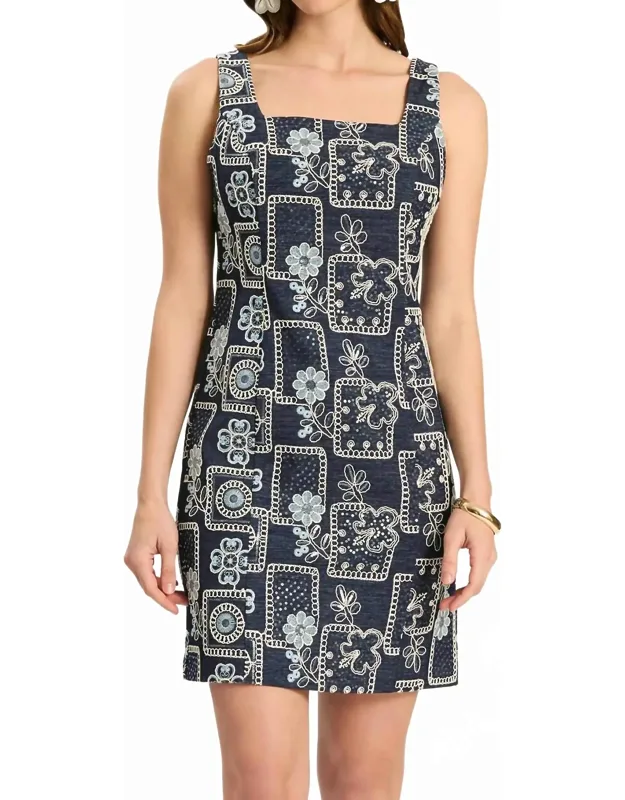 Embroidered Shift Dress