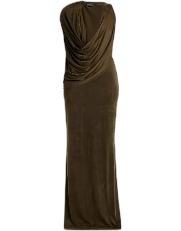 Cowl-neck Sleeveless Maxi Dress