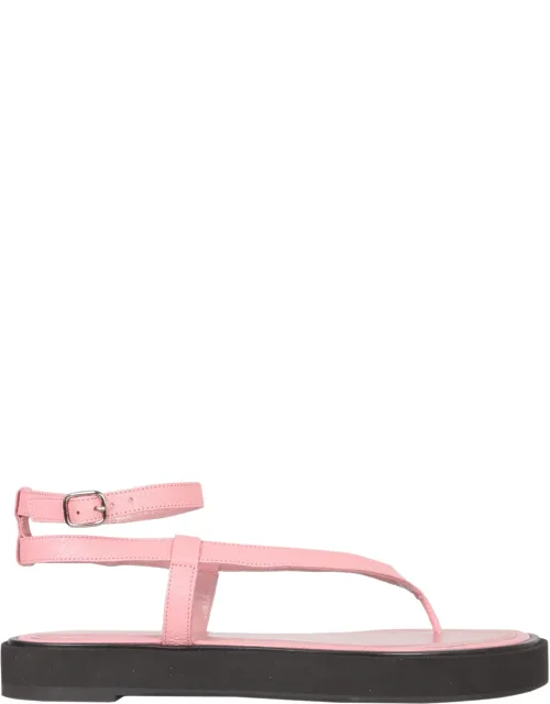 By Far Cece Thong Sandal With Eva Rubber Flatform Sole And Adjustable Ankle Buckle Strap