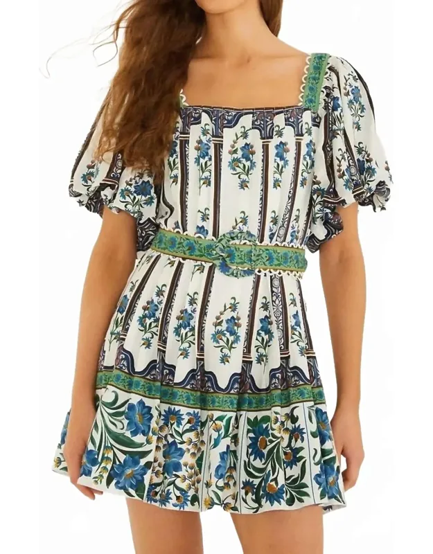 Manoela Short Sleeve Belt Mini Dress