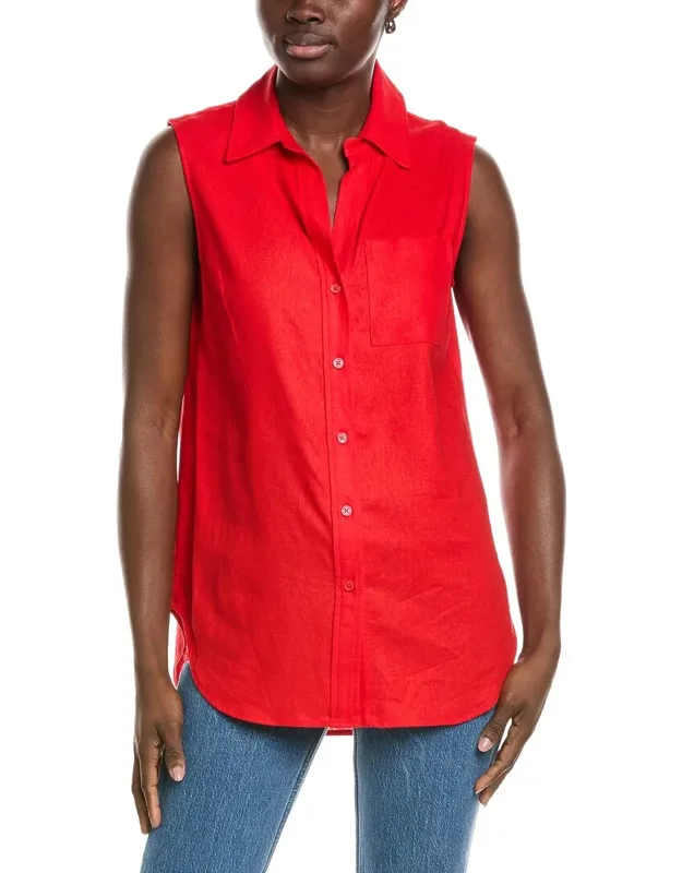 Sleeve Knot Linen-blend Shirt