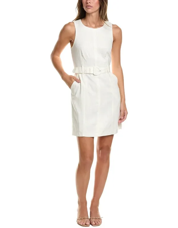 Belted Linen-blend Mini Dress