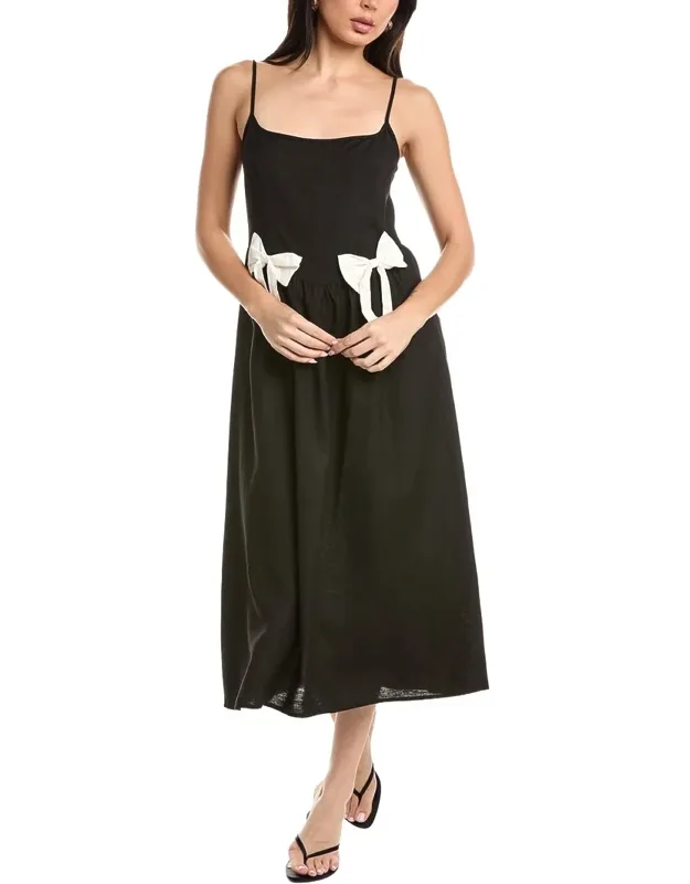 Sleeveless Midi Dress With Adjustable Shoulder Straps And Center Back Zipper