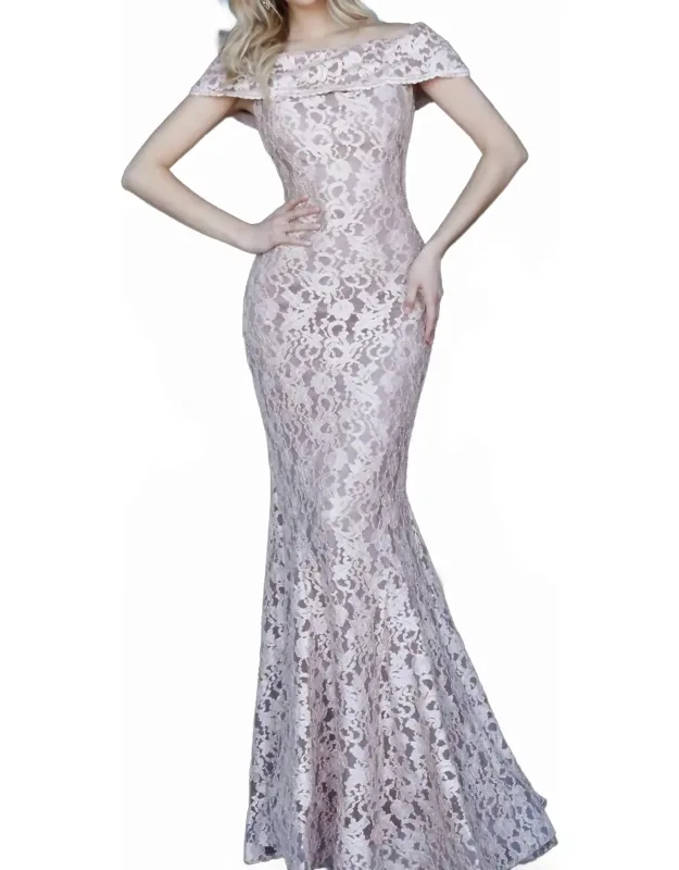 Off The Shoulder Lace Evening Dress