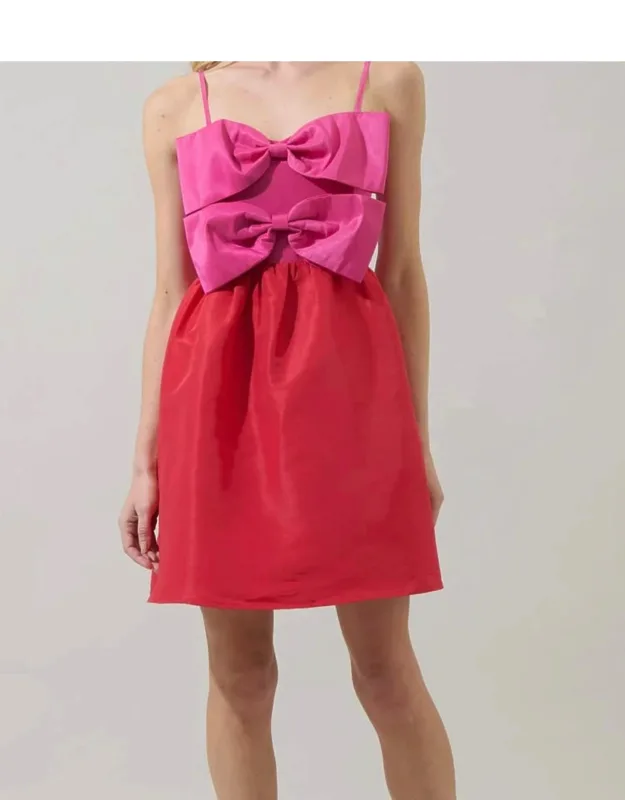 Tizza Bow Color Block Mini Dress