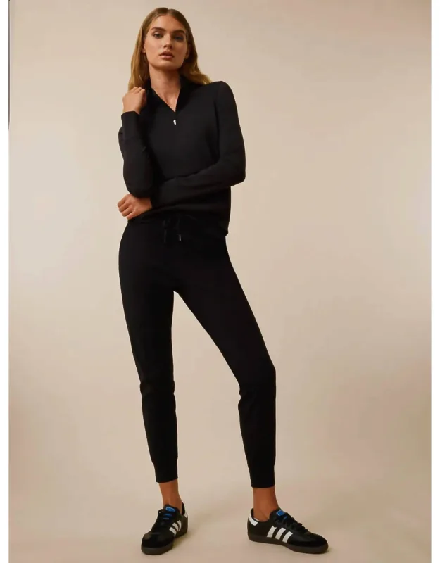 Phoenix Jogger In Black - Crafted From An Italian-sourced Nylon Blend, Convenient Side Pockets