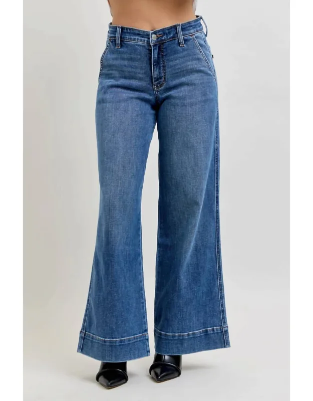Mid Rise Wide Leg Trouser Jeans