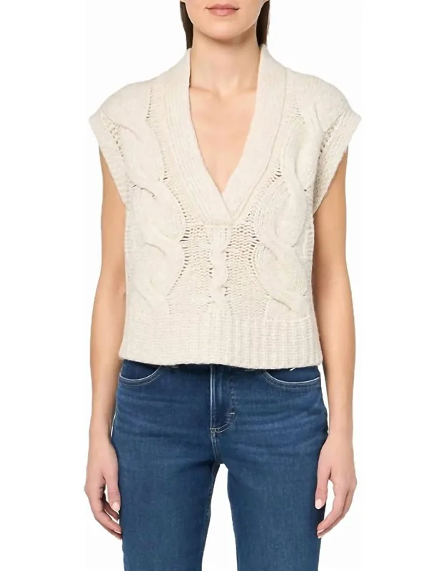 Adelaide V Neck Sleeveless Cable Knit Sweater