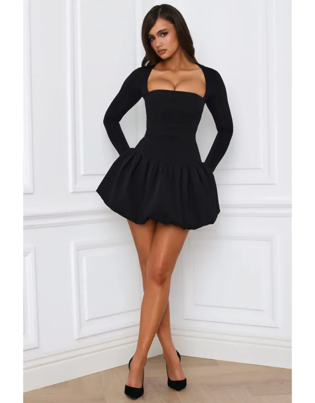 Viola Long-sleeve Bubble Hem Mini Dress