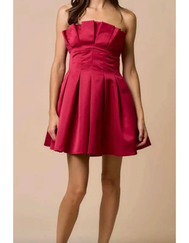 Pleated Fit And Flare Mini Dress