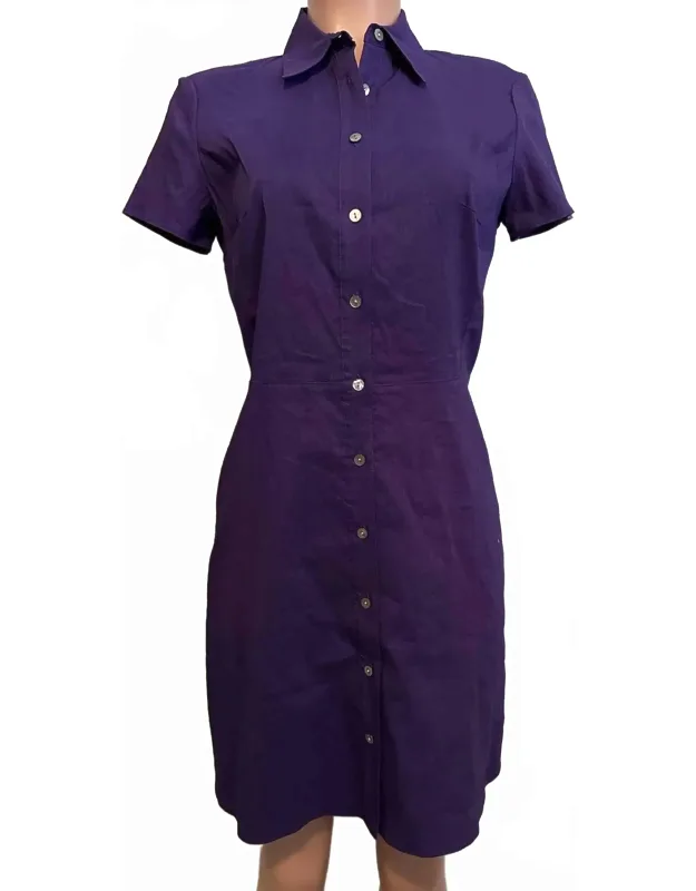 Short Sleeve Button-down Dress
