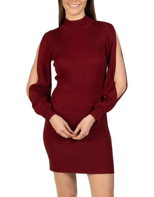 Bubble Sleeve Knit Mini Dress
