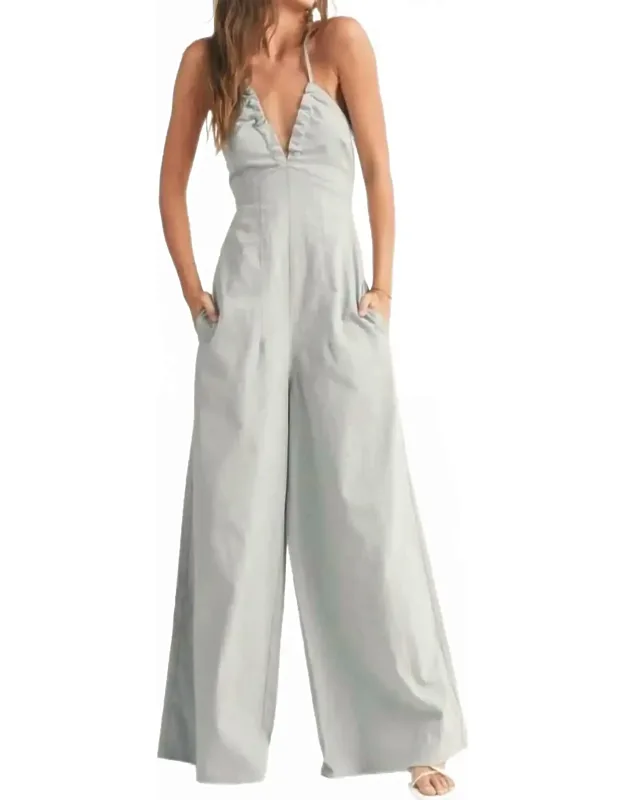 Washed Cotton Halter Jumpsuit
