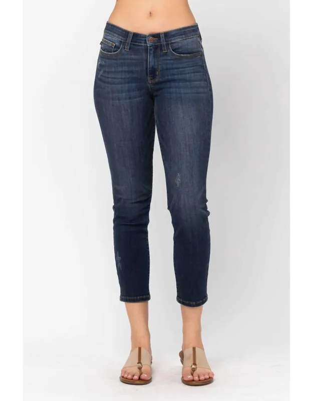 Mid Rise Cropped Relaxed Denim Jeans