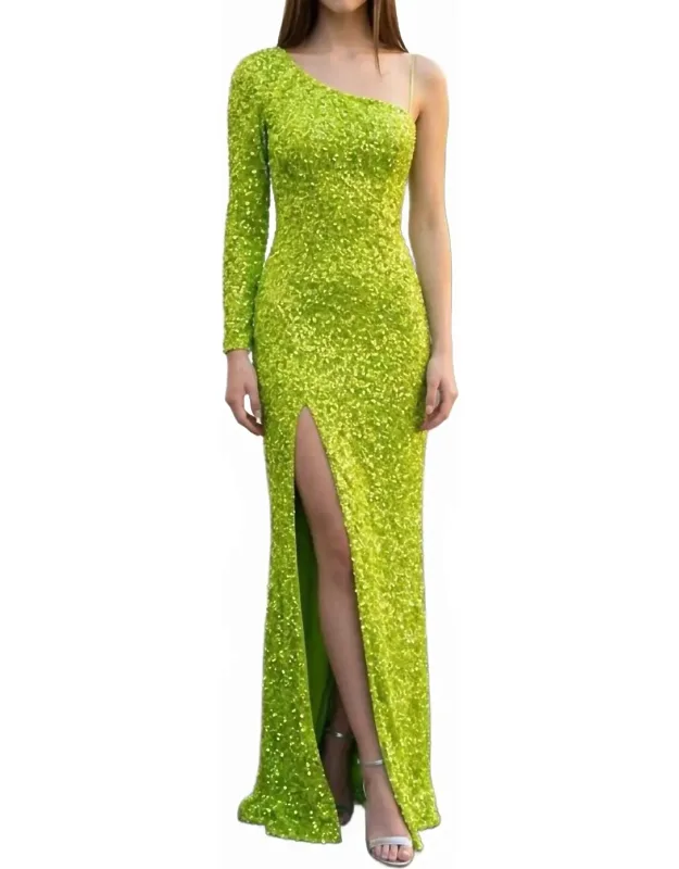 One Sleeve Sequined Dress
