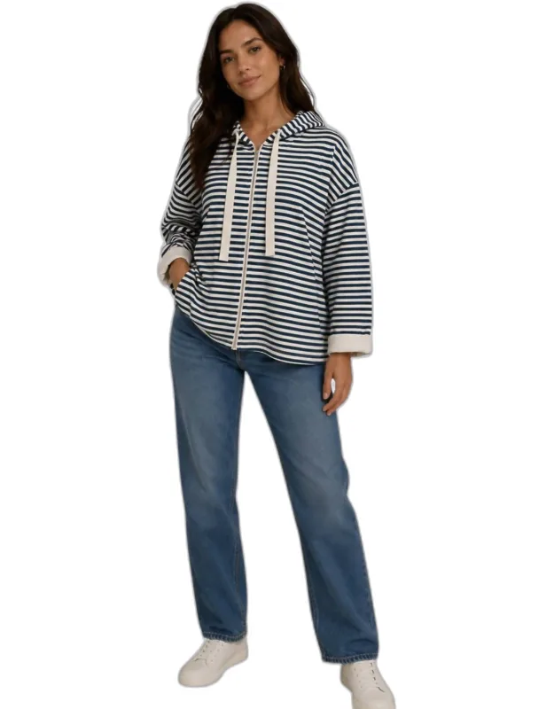 Stripe Zip Up Hoodie